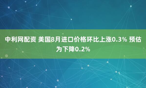 中利网配资 美国8月进口价格环比上涨0.3% 预估为下降0.2%